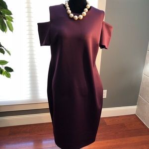 Cold shoulder scuba dress by Calvin Klein